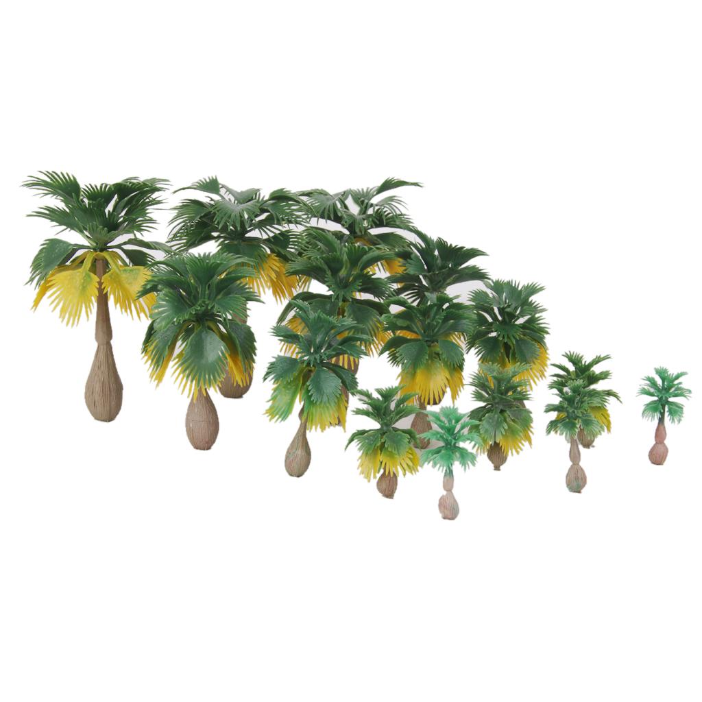 15pcs Palm Model Tree, Rainforest Greenery Building Miniature Landscape  Wargame Scenery Diorama Supplies 